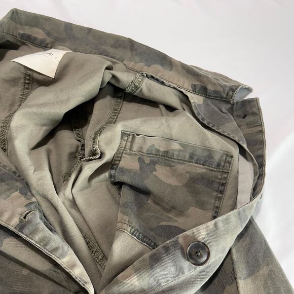 LUCKY BRAND Women’s Utility Jacket Small Green Camo Button Front Stretch Pockets - Picture 6 of 9